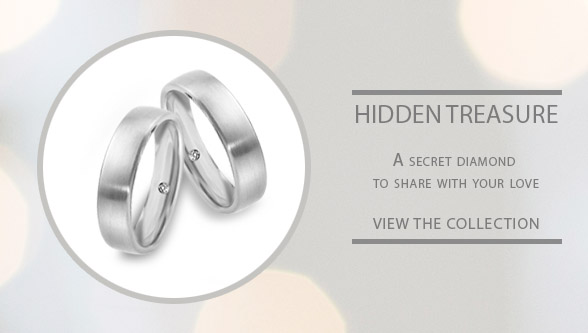 Hidden treasure classic wedding rings with a secret diamond inside the wedding rings band for LGBT couples