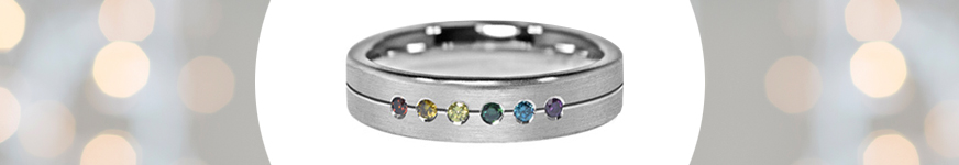Rainbow diamond engagement ring for men
