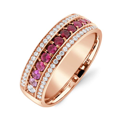 Ruby and Pink Sapphire Lesbian LGBT Pride Engagement ring