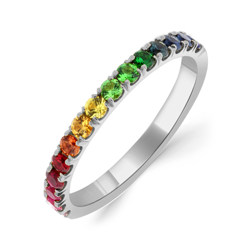 Rainbow engagement ring, rainbow wedding ring