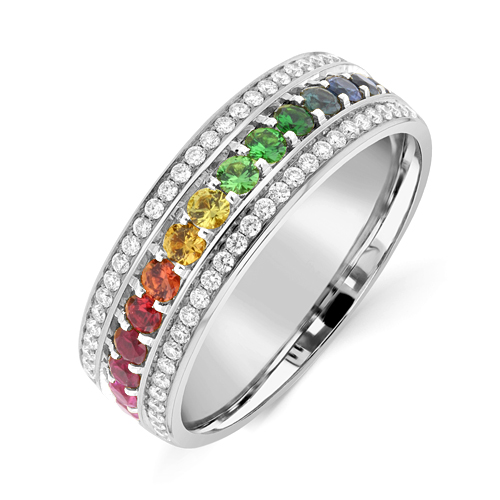 Rainbow Pride Gay Lesbian engagement ring or wedding ring