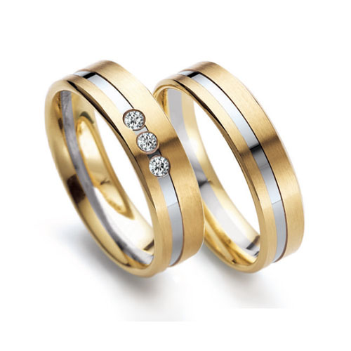 Modern 5.5mm Two Tone Wedding Ring (Diamonds Optional) - By Woolton ...